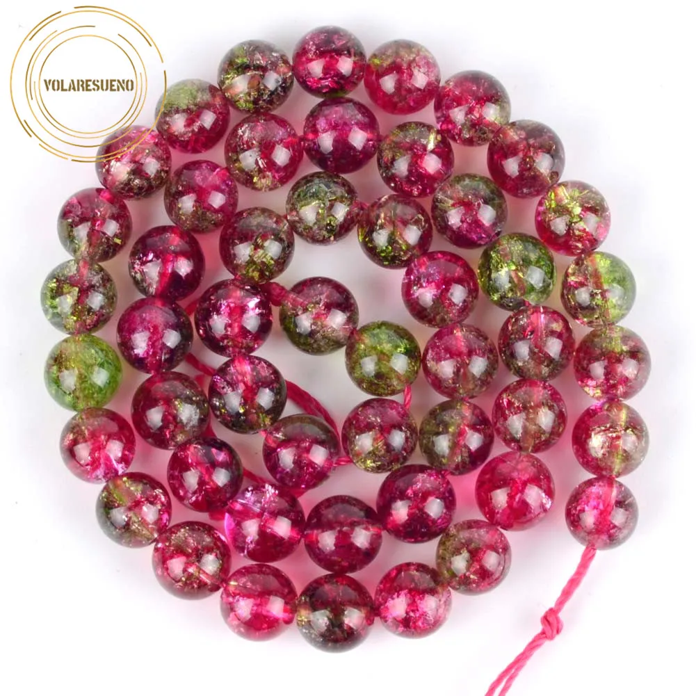 Großhandel Natürliche Rote Rose Geknackt Kristall Perlen Runde Lose 6 8 10 12mm Spacer Perlen Für Schmuck Machen Diy armband Halskette
