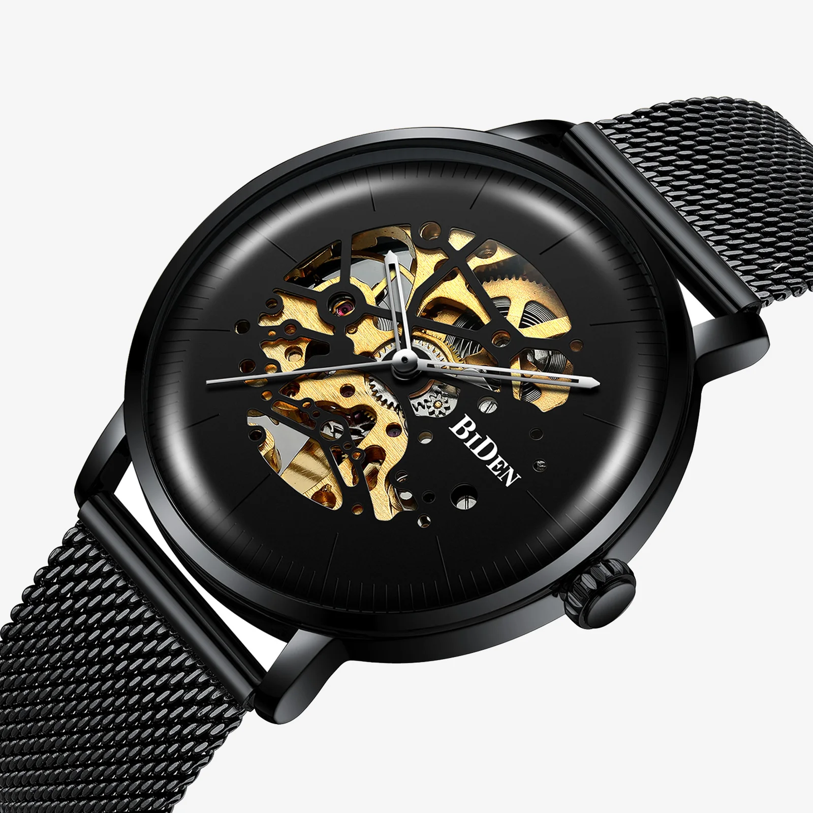 

Fashion Men Watches BIDEN Brand Casual Creative Automatic Mechanical Watch Stainless Steel Quartz Male Clock
