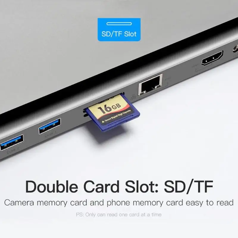 10 in 1 TYPE-C HUB to USB 3.0 HDMI RJ45 TYPE-C Adapter Multi-function Splitter OS Compatibility Macos 10/10-10/14 Windows