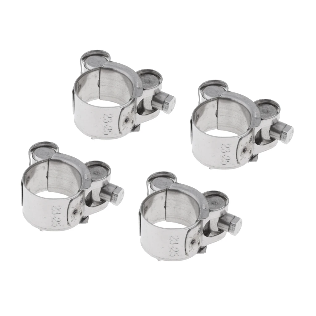4 Pieces Heavy Duty Exhaust Pipe Clip Stainless Steel for 23-25mm Muffler Silencer