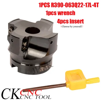 

R390-063Q22-17L R390 63R0.8-22-F4 cnc 4Flute Square shoulder indexable face milling cutter for R390-170408M milling insert