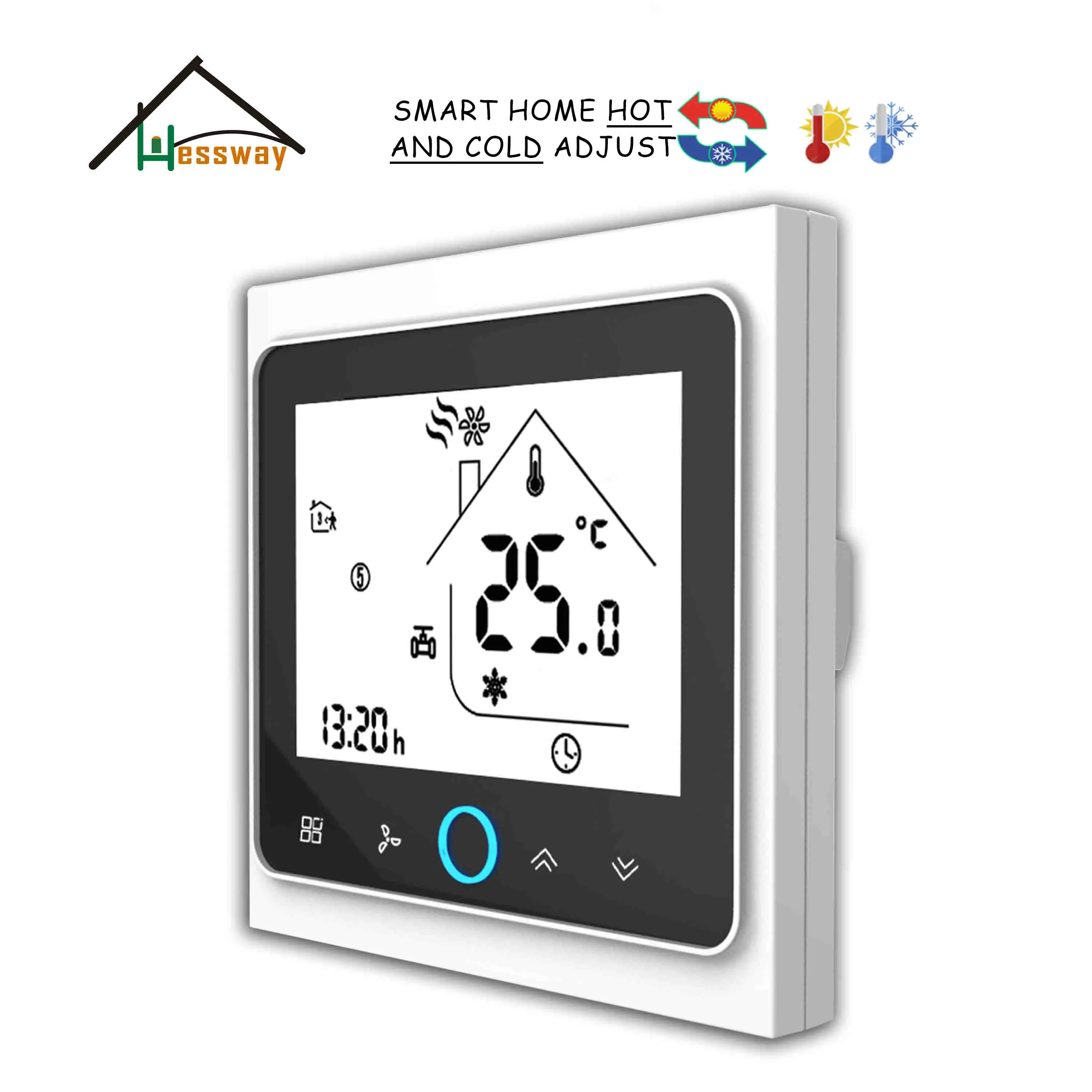 

HESSWAY 2pipe 4pipe room thermostat temperature control switch for Optional 24V 90~240V BLACK WHITE