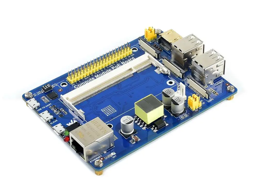 Waveshare компьютерный модуль IO Плата с функцией PoE, для Raspberry Pi CM3/CM3L/CM3+/CM3+ L