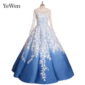 royal blue and white wedding dress