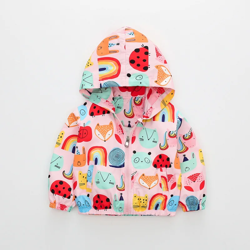 

CHILDREN'S Jacket 2019 Autumn New Style Childrenswear Korean-style Cartoon Pattern Printed Hooded Kids' Overcoat Jacket