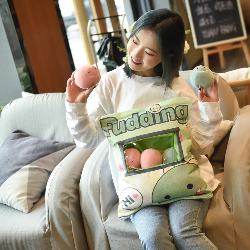 A Plushie Bag Pudding Toys Mini Animals Doll Sakura Bunny Hamster Penguin Bear Chick Strawberry Dog Cat Pig Plushie Pillow Gift