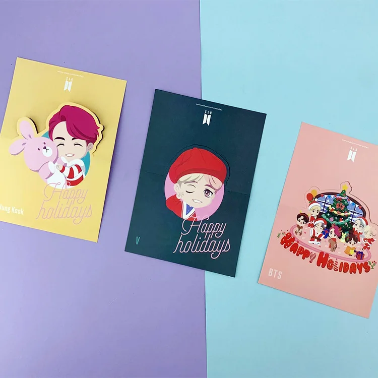 Kpop подарок v jungkook jimin rm suga jh jin мультяшная поздравительная открытка