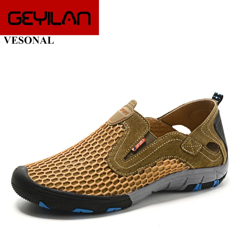 

Summer Style Male Mesh Shoes For Men Adult Casual Breathable Light Quality Driving Walking Sneakers Slip On Footwear