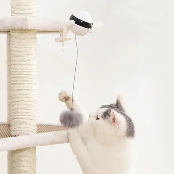 

New Pet Toy Ball Interaction Teaser Training Lifting Plush Ball Electric Flutter Rotating Toy for Cats QP2