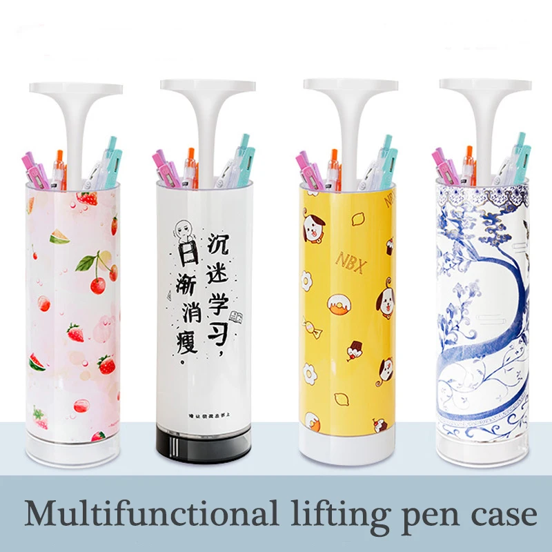 

Multifunctional Lifting Pencil Case With Solar Calculator Mirror Pen Box For Boys Girls School Stationery Storage Supplies