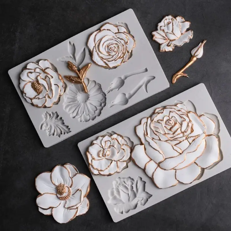 New Flower Camellia Rose Cherry Blossom Silicone Mold Fondant Cake Decorating Tool Sugarcraft Chocolate Baking Tool For Cake