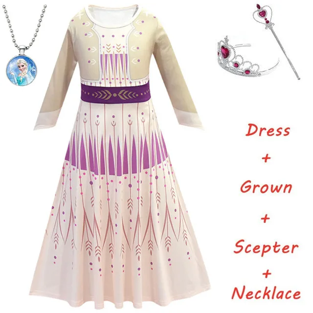 Elsa3-4pcs Костюм «Холодное сердце 2»; платье принцессы Эльзы и Анны для костюмированной вечеринки; Детские платья для девочек; вечерние платья; Свадебные Платья с цветочным узором для девочек - Цвет: Elsa3-4pcs