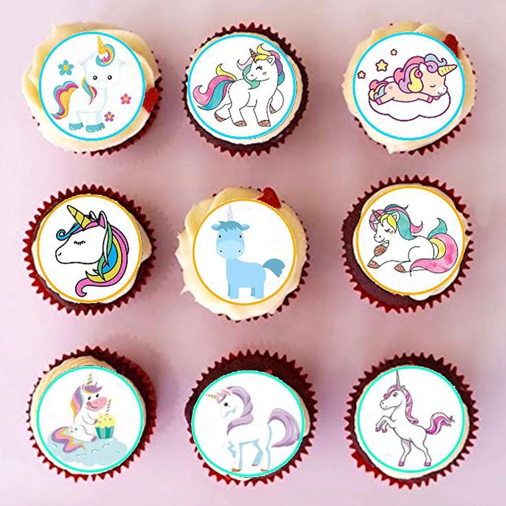 12 x Unicorn Cupcake Toppers available on rice paper or icing sheet 12 x Unicorn Cupcake Toppers available on rice paper or icing sheet