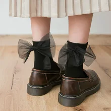 Dreamlikelin/уличная одежда в стиле Харадзюку; милые женские носки в Корейском стиле; сетчатые носки с бантом для студентов и девочек