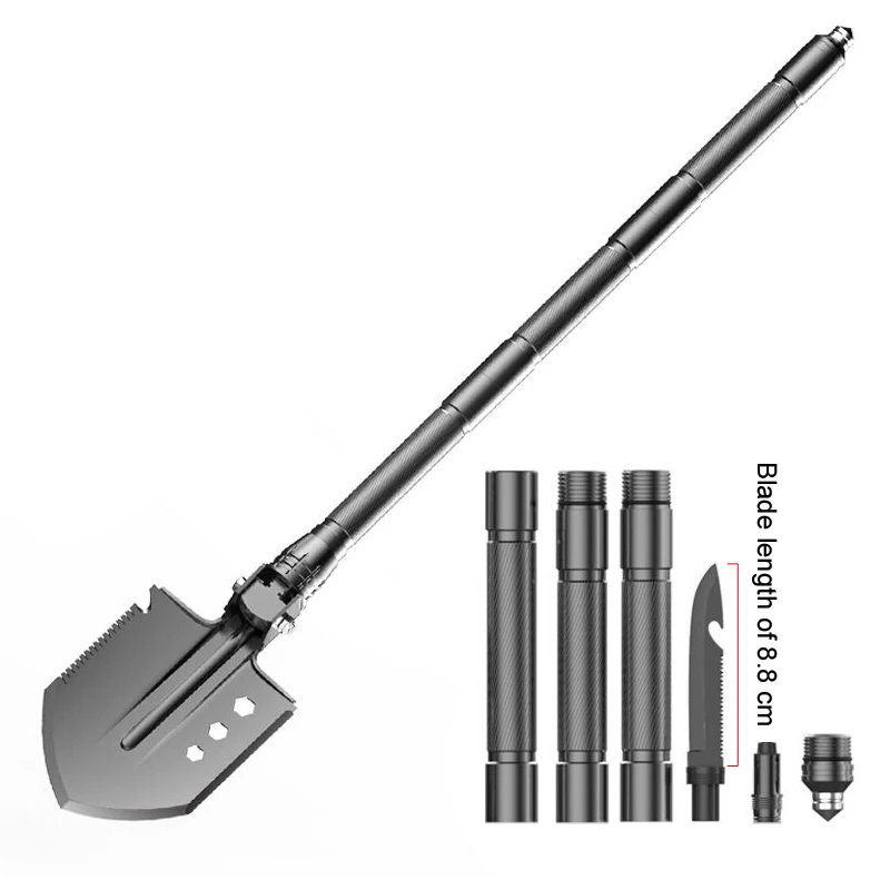 

PEGASI 76cm Black thickened outdoor jungle folding shovel multi-functional tactical shovel garden shovel rescue engineer shovel