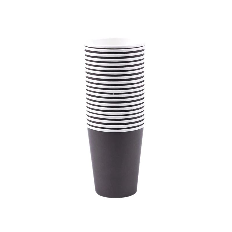 20 Paper Cups(9oz)- Plain Solid Colours Birthday Party Tableware Catering(black