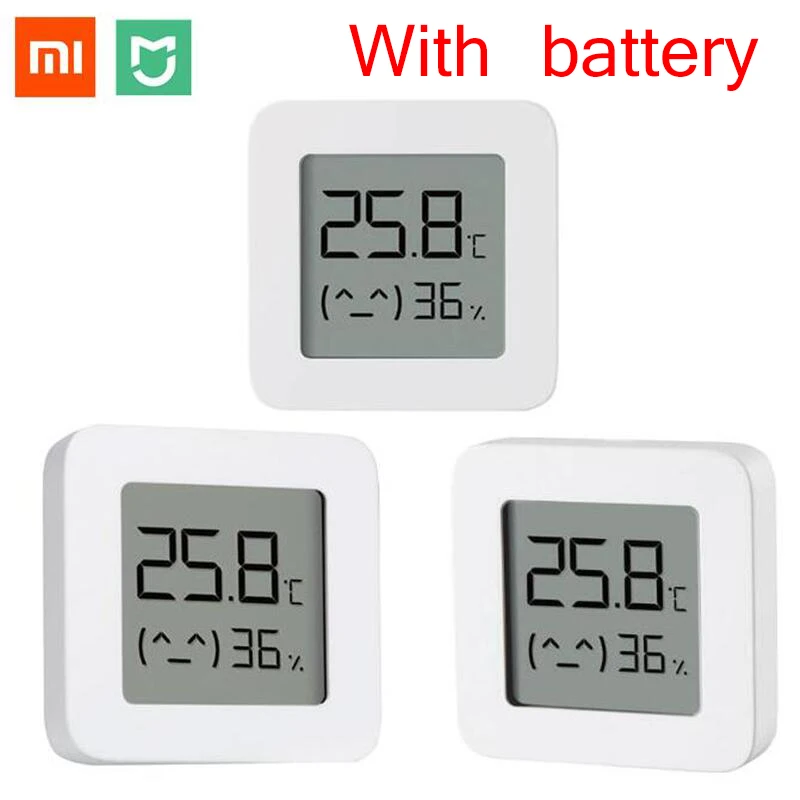 XIAOMI-termómetro Digital con Bluetooth 2, medidor de humedad Digital con pantalla LCD, Sensor inteligente inalámbrico de temperatura y humedad con batería