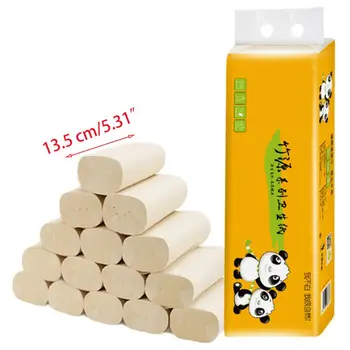 

12 Rolls Bamboo Pulp Toilet Paper Towels 4-Ply Thicken Biodegradable Bath Tissue P0RE