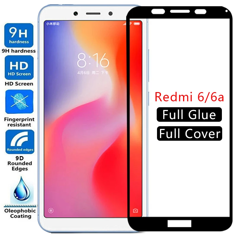 Huancement 25 PCS 9H 5D Full Glue Full Screen Tempered Glass Film Phone Screen Protector for Xiaomi Redmi 6A