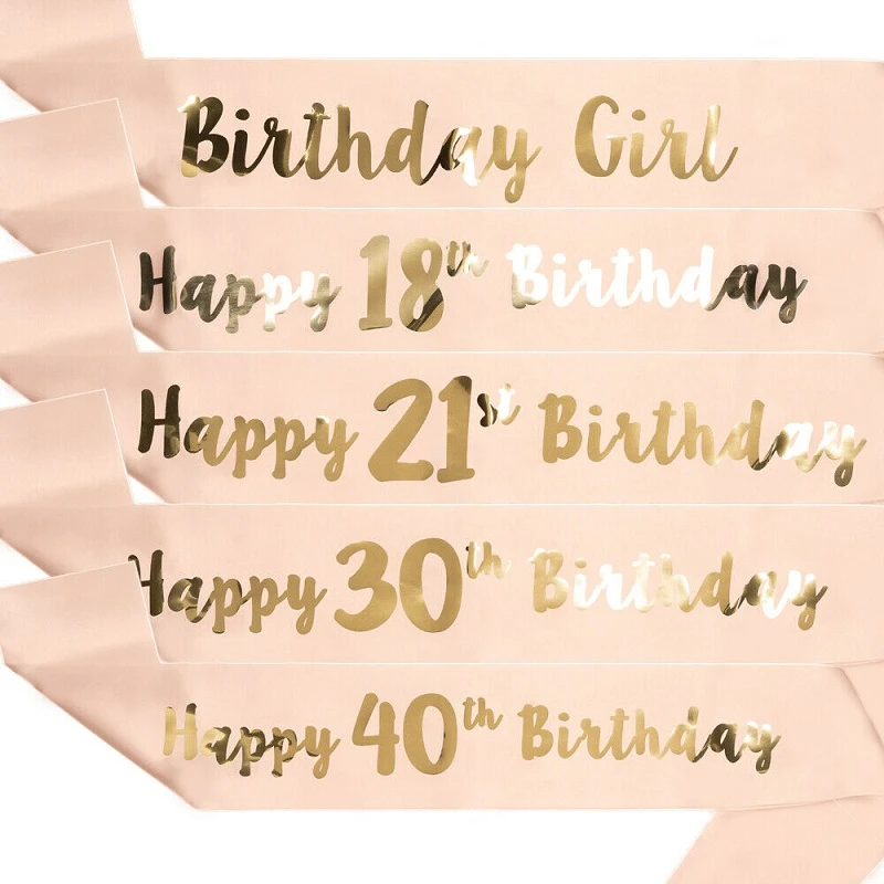 1pcs 16th 21st 30th 40th 50th 60th Adult Birthday Girl Women Happy Birthday Satin Sash Favors Anniversary Decoration Supplies Party Holiday Diy Decorations Aliexpress