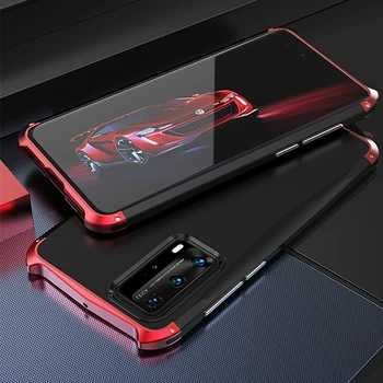 

Aluminum Metal Bumper Phone Case For Huawei P40 Pro Coque 5G 360 Full Hybrid Armor Matte PC Back Cover P40 Case Shockproof