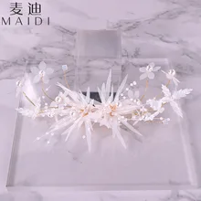 Жемчужные заколки, длинные заколки на голову, корейский стиль, женский браслет ручной работы из бисера, хрустальные заколки, детские заколки