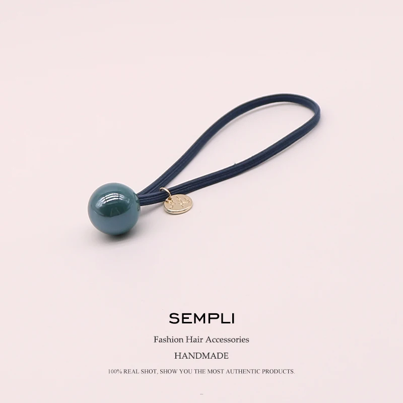 Sempli пластиковые геометрические Галстуки для волос, шелковые резинки для волос, аксессуары для волос для девочек, эластичная резинка для волос, повязка на голову для йоги - Цвет: Navy Blue