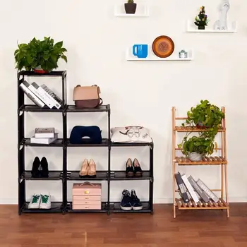 

Black Bookcase Cube Selves DIY Storage Rack Cube Staircase Organiser Bookshelf Organizer for Living Room