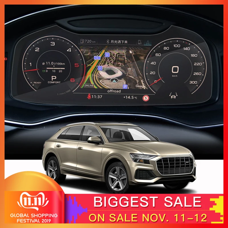 Online Pantalla de navegación GPS de estilo de coche para Audi Q8 2018 2020 salpicadero de vidrio pantalla de visualización película de Control de clima Auto accesorio
