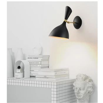 

Nordic Bedside Wall Light Switch Wall Sconce Modern For Bedroom two Color Steering Head E14 LED bulb indoor lighting