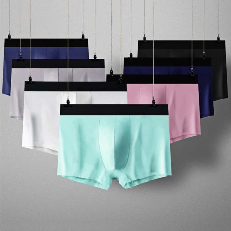 4 Pcs/Lot New Fashion Nobility Men's Underwear Ice Silk Men Underpants Soft Breathable Panties Comfortable Sexy Men Boxer Briefs