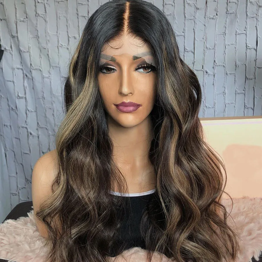 Peruvian Highlight 13x6 Deep Part Lace Front Human Hair Wigs with Baby Hair 180Density Lace Front Wigs for Black Women Remy