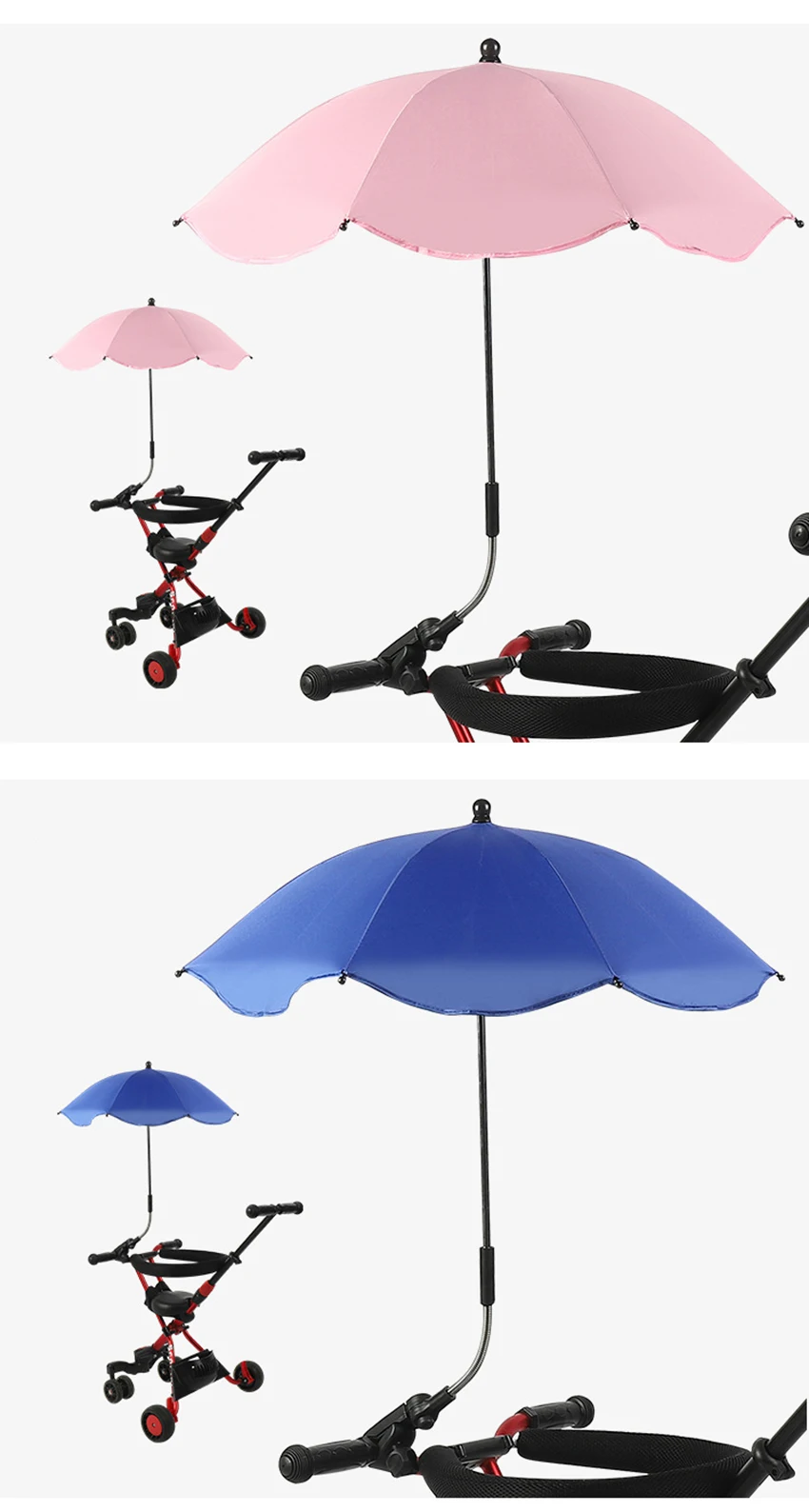 SPF 50+ Adjustable Umbrella, Clamp Umbrella Bent Freely With UV Protection, Beach Chair Umbrella For Stroller sombrilla playa