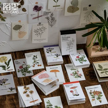 

JIANWU 80 Sheets Plant Small Bean Material Paper Flower Mushroom Retro Journal Message Decoration Memo Pad School Supplies