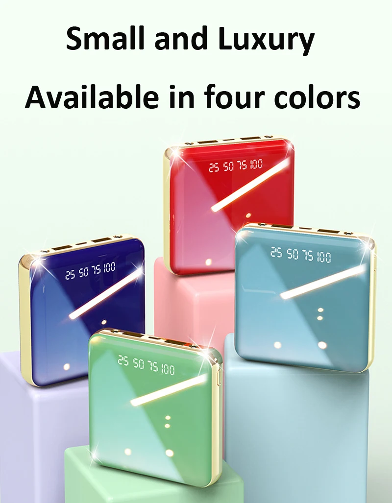 Portable Mini Power Bank 20000mAh LED Mirror Display Dual USB External Battery Powerbank 5V 2A Fast Charger For Xiaomi 2020 New