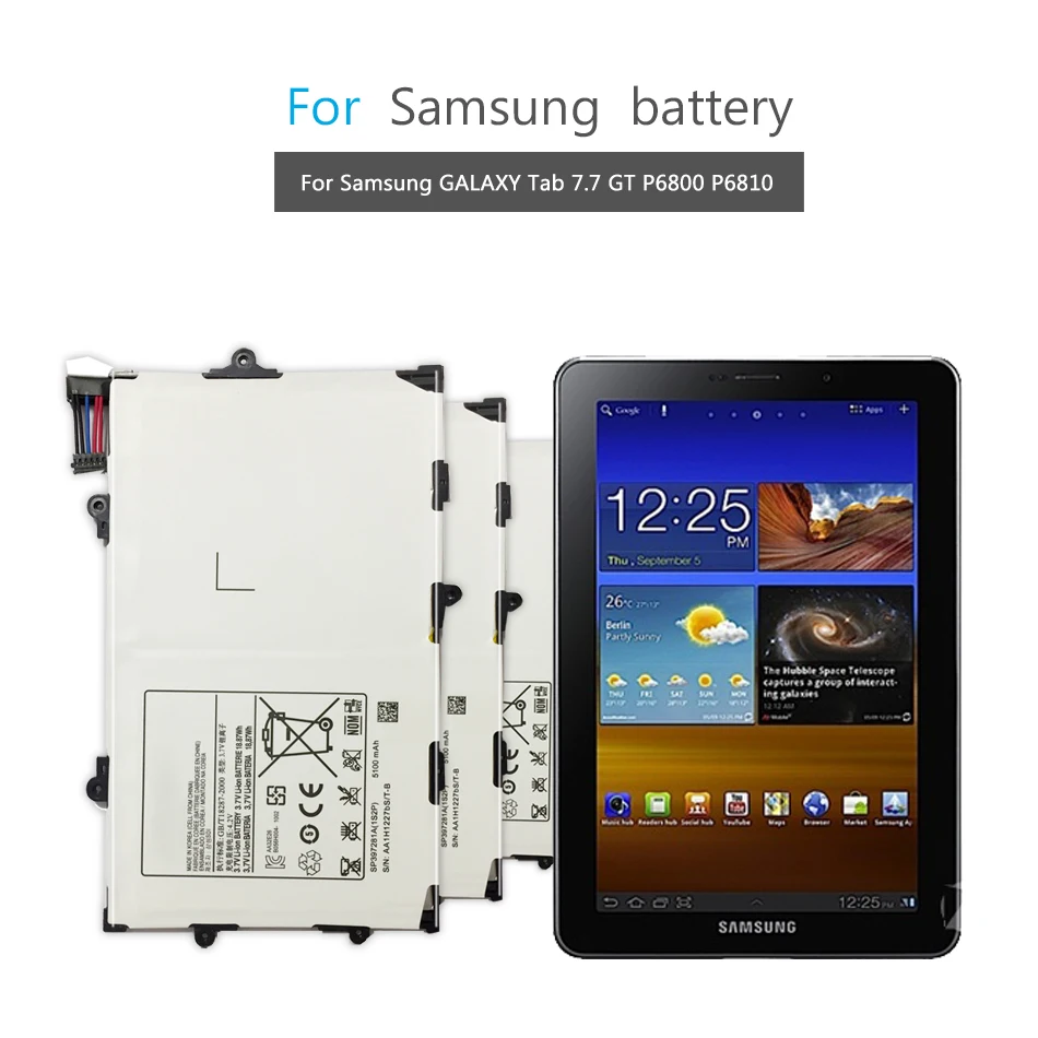 5100mAh SP397281A 1S2P Встроенный аккумулятор для samsung GALAXY Tab 7,7 P6800 P6810 GT-P6800 GT-P6810 Сменные Аккумуляторы для планшетов