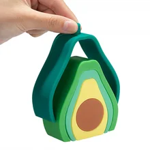 Tyry. hu 5 pc/set cartoon abacate silicone jenga bpa-livre bebê mordedor 3d dobrável bloco de construção brinquedos educativos