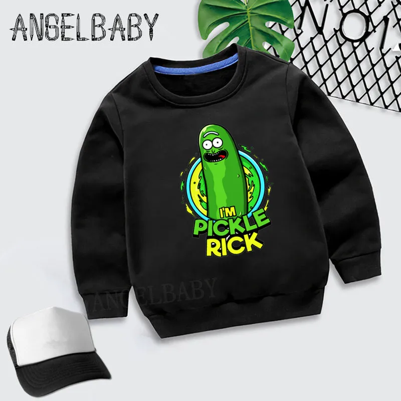 Толстовка для мальчиков и девочек детские толстовки с принтом «I'm Pickle Rick» детские осенние Топы, хлопковая одежда для малышей KYT5056