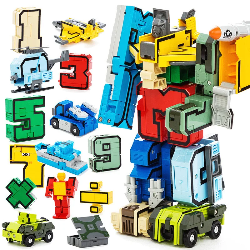 

Goood with Numbers Transformation Combat Team Robot Children'S Educational Assembled Inserted Building Blocks GIRL'S And BOY'S T