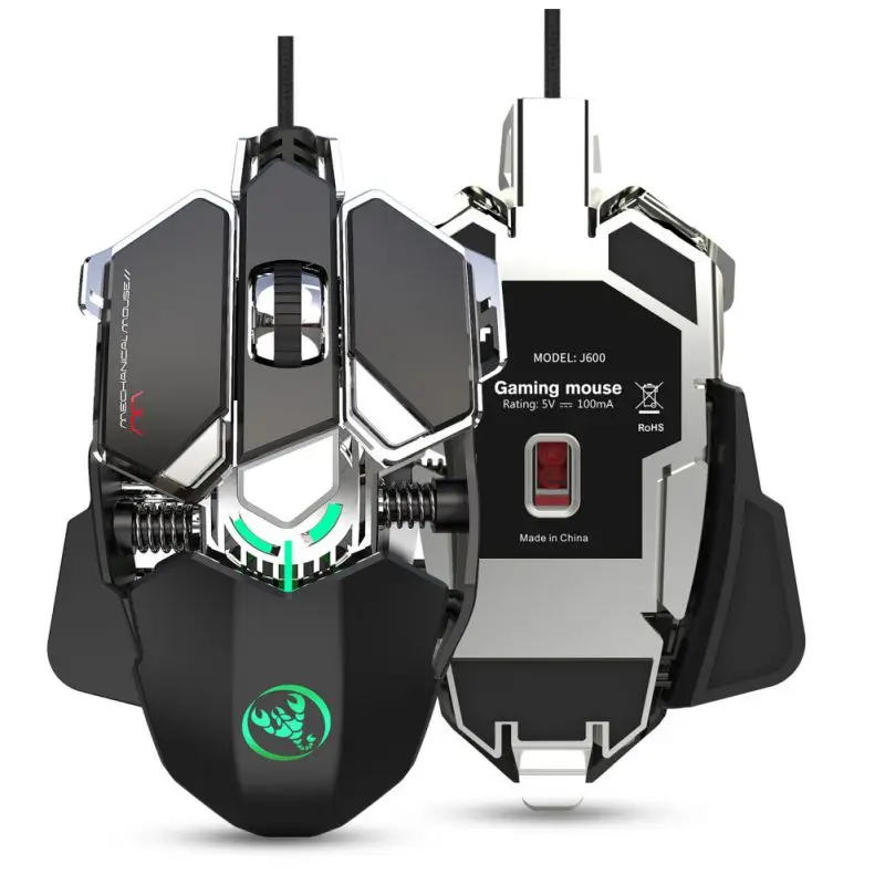 USB игровая мышь 6400 dpi с 9 клавишами, программируемая, цветная, светодиодный, эргономичная, проводная мышь