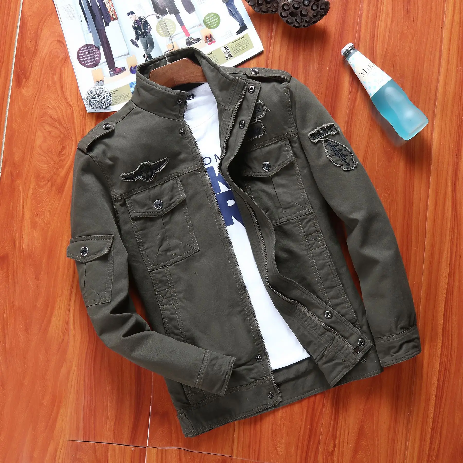 

2020 Spring New Style Pure Cotton Europe And America Large Size Casual Tooling Jacket MEN'S Wear Outdoor Military Uniform Coat