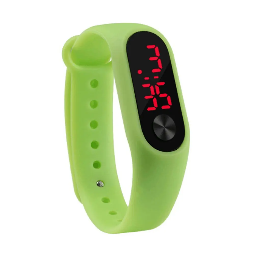 Мужские и женские повседневные спортивные часы-браслет, белый светодиодный электронный цифровой карамельный цвет, силиконовые наручные часы для детей - Цвет: 12