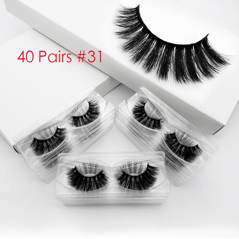 40pcs Wholesale Eyelashes 3d Mink Lashes Natural Mink Eyelashes Wholesale False Eyelashes False Lashes Mink cilios - Цвет: 40 pairs 31W