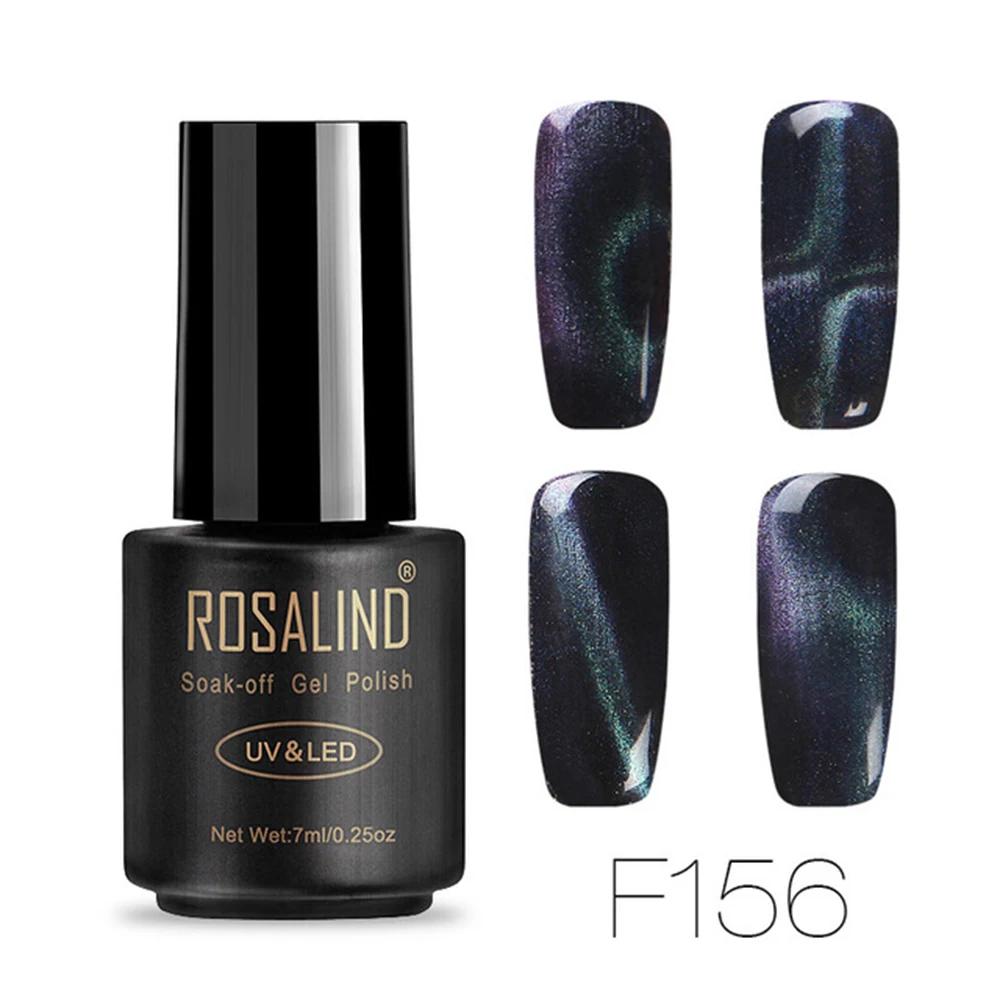 ROSALIND 7 мл Гель-лак для ногтей 5D Магнитный кошачий глаз лак для ногтей замачиваемый УФ-лак для ногтей блестящие украшения для маникюра Полупостоянный лак для ногтей - Цвет: 156