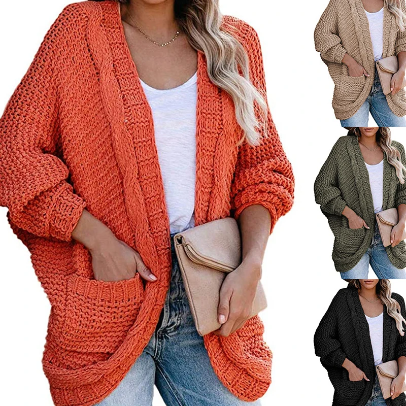 

Sexy Women's Cardigan Sweater Thick Thread Twist Cardigan 2020 Autumn and Winter Leisure Twisted Rope Sleeve Sweater Coat
