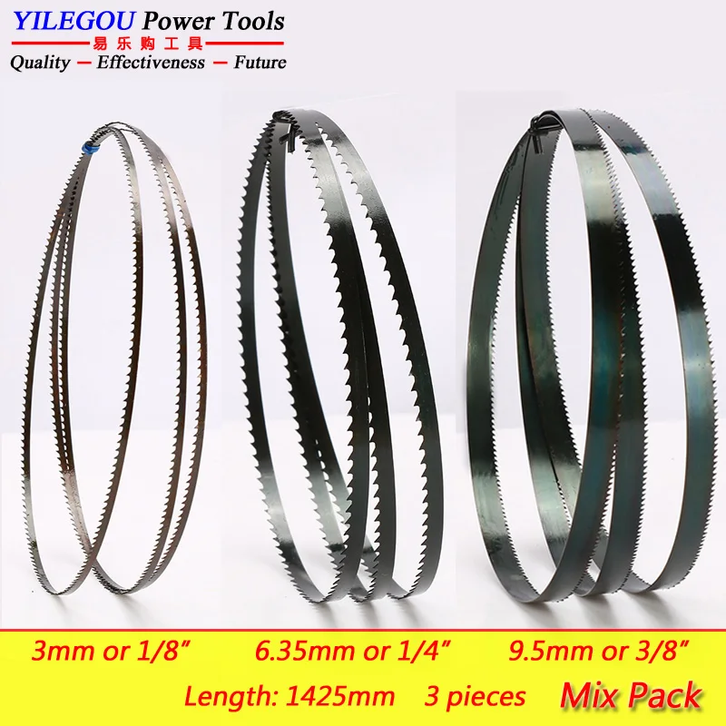 3pcs 8" 1425mm Band Saw Blades Width 3mm, 6.35mm, 9.5mm. Woodworking Saw Blade 56" X (1/8", 1/4