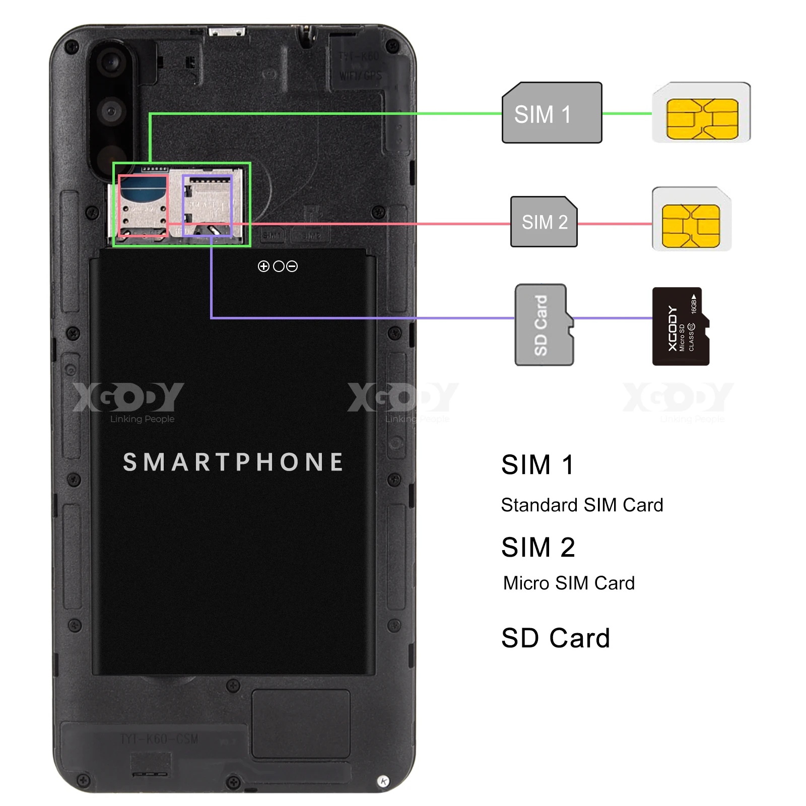 XGODY 3G Смартфон Android 8 1 с двумя sim картами 6 дюймов 18:9 ГБ сотовые телефоны MTK6580