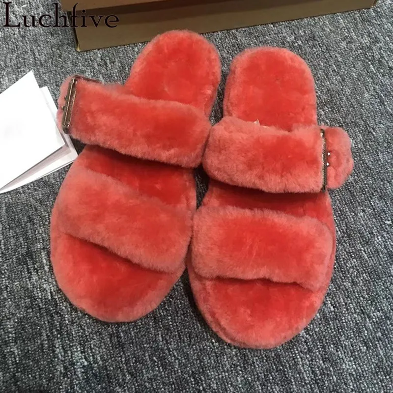 orange red Лидер продаж; шерстяные женские тапочки; туфли на плоской подошве с открытым носком; женские слипоны для подиума; цвет оранжевый, красный; Zapatos De Mujer - Цвет: orange red