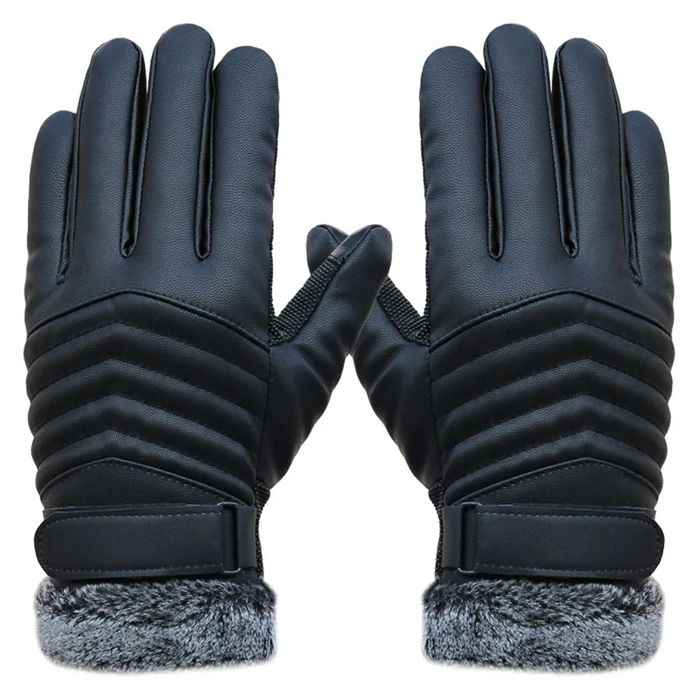 

Men Tactical Gloves Winter warm Anti Slip Thermal Winter Sports Leather Faux Fur Outdoor Protective Touch Screen Gloves guantes