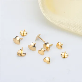 

heart shape bottom tray T pin plug for Sealing patch for all-hole pearl，DIY accessories G18K gold